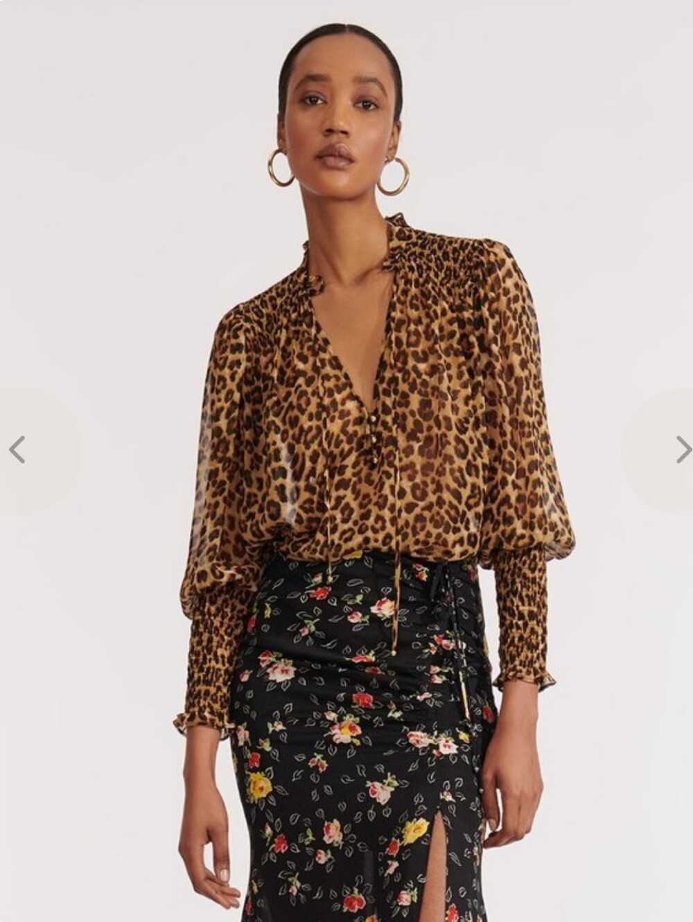 New No Tag..Veronica Beard, Silk Leopard Print V-Neck Blouse - Brown